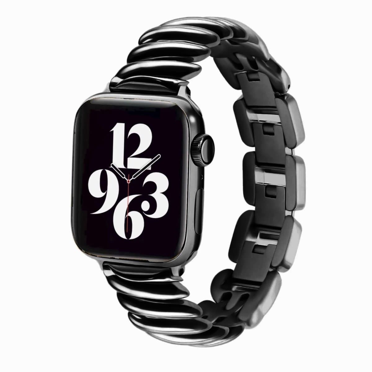 MY PROTECT - Luxe Metalen Swirl Bandje - Geschikt Voor Apple Watch Bandje - Series 1/2/3/4/5/6/7/8/9/10/SE/Ultra - 44mm - 45mm - 46mm - 49mm - Zwart