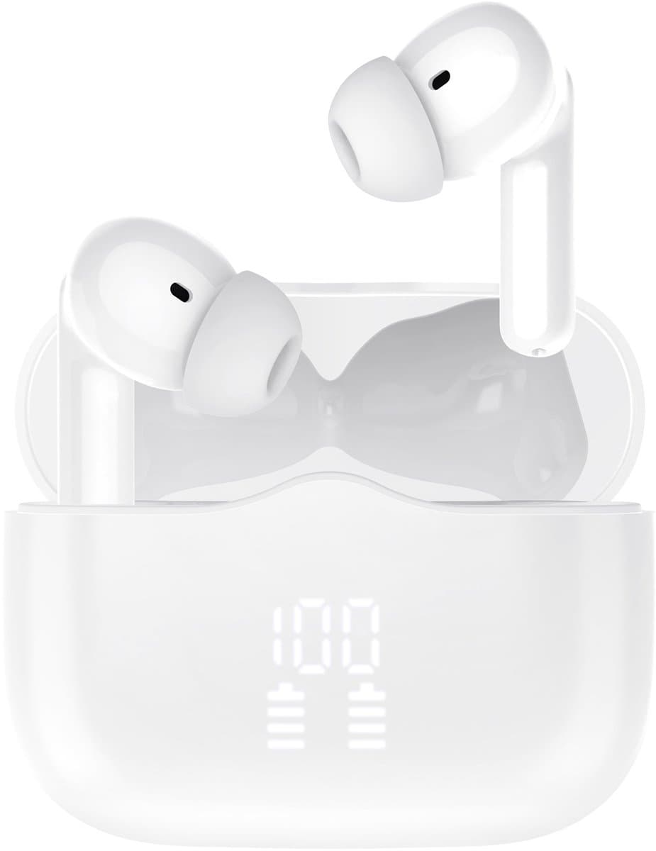 oTronica Draadloze Oordopjes - Active Noise Cancelling (ANC) oortjes - bluetooth - met LED Display - Wit