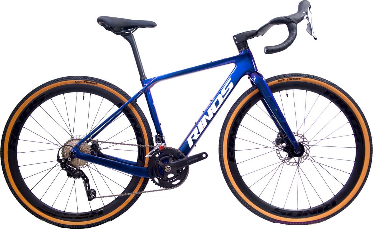 Rinos Sandman 4 - Gravel Fiets - Gravel Bike – carbonframe - GRX400 20 versnellingen - hydraulische schijfremmen - lichtgewicht - allround fiets voor elk terrein - Kameleon - Blauw - Paars 52