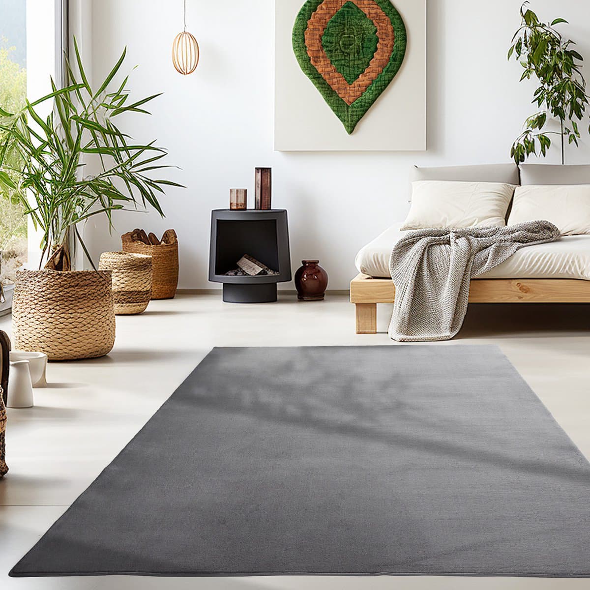 Sky Soft Uni Basic - Vloerkleed - Laagpolig - Effen Kleur - Grijs - Woonkamer Tapijt- 200x290 CM