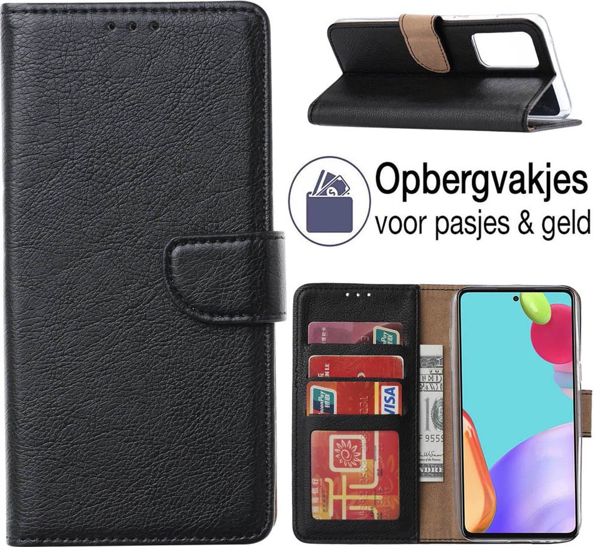 Hoesje geschikt voor Samsung Galaxy A14 5G Hoesje Book Case - Portemonnee Hoes met pasjeshouder – Zwart - Epicmobile