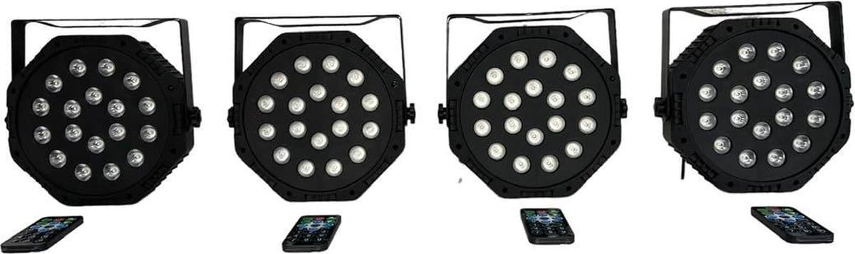 Led Par spot set 18x6W R-G-B (SET VAN 4 STUKS) MOONLIGHT