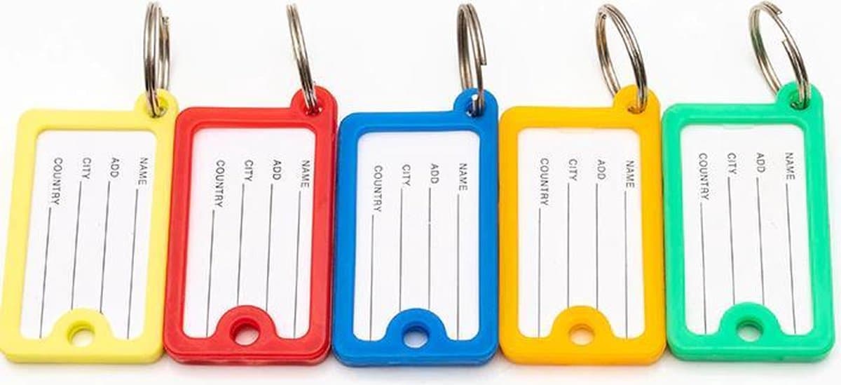 Sleutel labels - 10 stuks - Keychain verschillende kleuren - Key tag sleutelhanger - Sleutel onderscheider - Naam labels - Sleutels organiseren - Sleutelhouder - Sleutelhanger - Sleutellabels - Openklapbaar - Bagagelabels - Reislabel - Sleutelhanger
