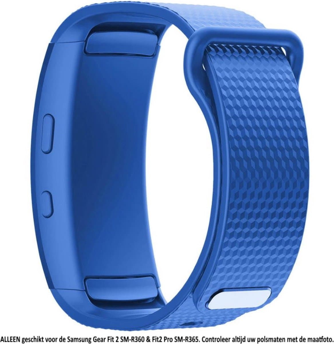 Blauw bandje geschikt voor Samsung Gear Fit 2 SM-R360 & Fit2 Pro SM-R365 – Maat: zie maatfoto - horlogeband - polsband - strap - siliconen - rubber - blue