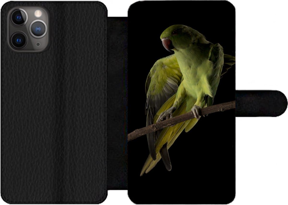 Telefoonhoesje Geschikt voor iPhone 11 Pro telefoonhoesje - Papegaai - Vogel - Tak - Met vakjes - Wallet case met magneetsluiting