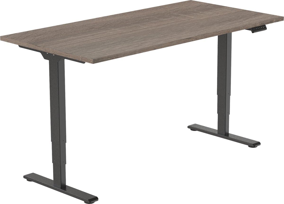 OrangeLabel by Euroseats elektrisch zit/sta bureau Eco. Voldoet aan de NEN EN 527. Uitvoering frame zwart en blad 120x80 Robson Eik