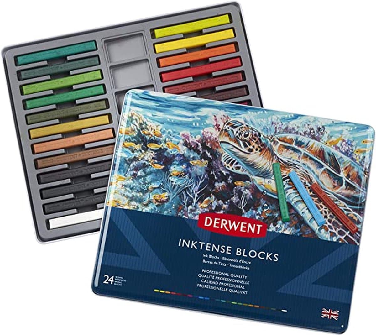 Derwent Inktense Blocks/Kleursticks - 24 Stuks in Blik