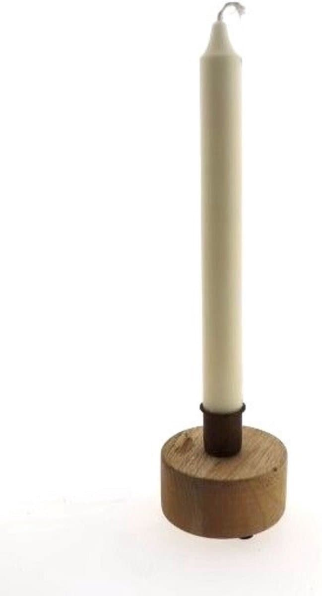 CottonCounts - wooden candle holder - 8x8x7cm