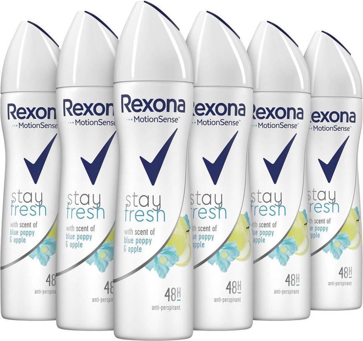 Rexona Deo Spray - Blue Poppy & Apple - Deodorant - 6x 150 ml - Voordeelverpakking
