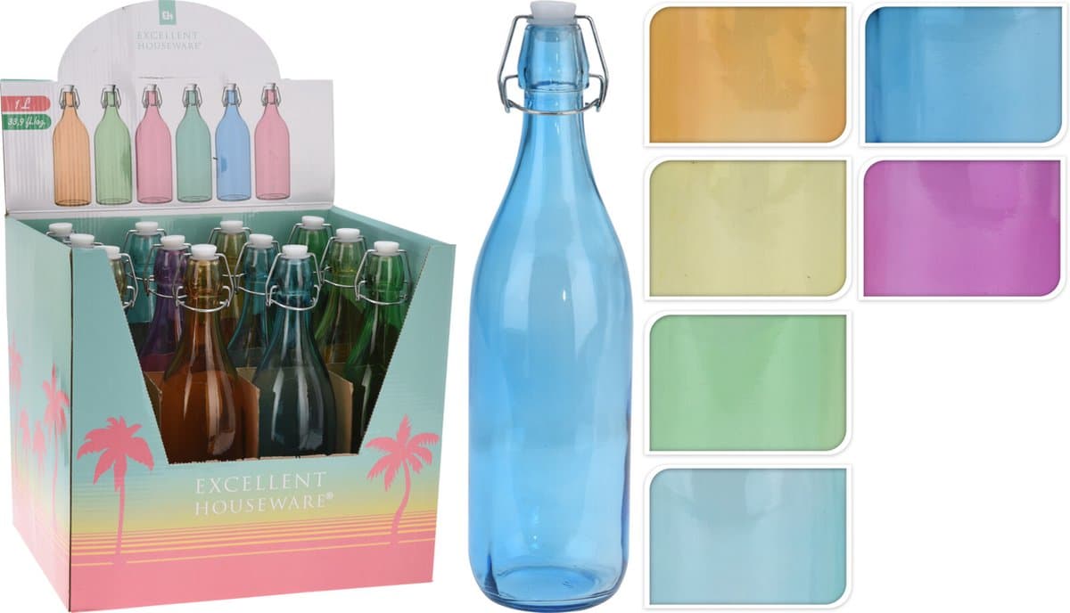 Fles 1 liter met beugel geel