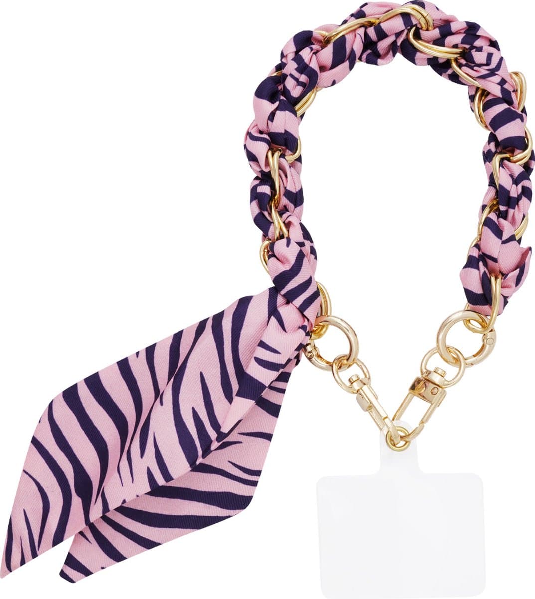Telefoonkoord Wild Heart - Kort - Roze - Trending - Dierenprint - Gevlochten