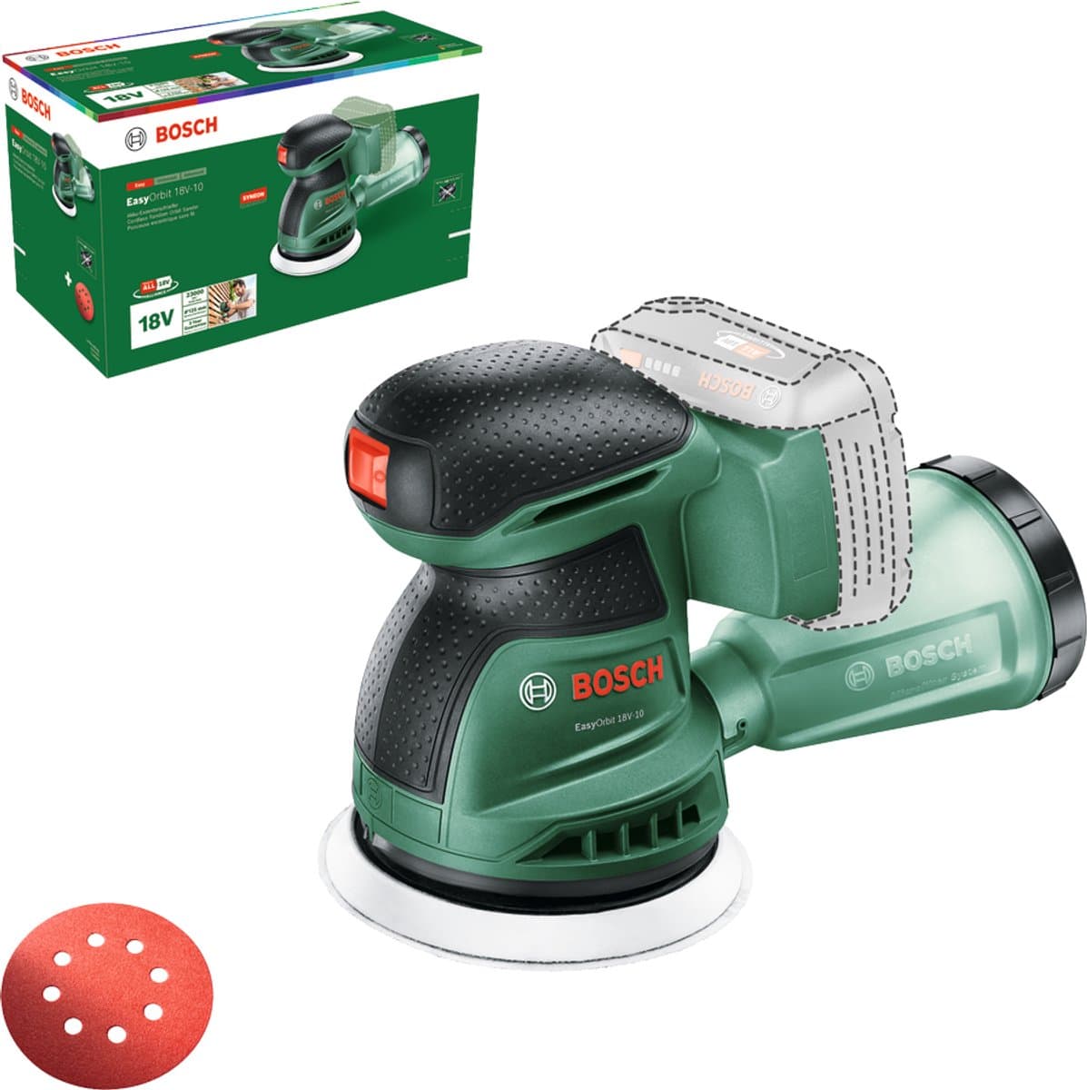 Bosch EasyOrbit draadloze schuurmachine - 18 V, zwart en groen