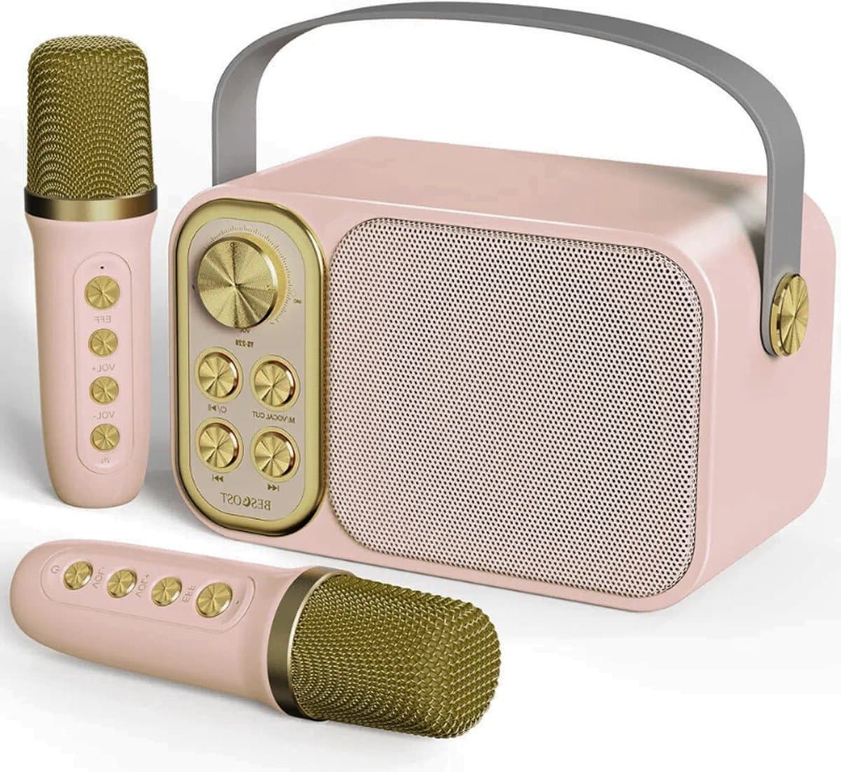Karaokemachine Met 2 Draadloze Microfoons - Draagbare Bluetooth Karaoke Speaker Met 7 Geluidseffecten, Perfect Voor Feestjes En Reizen