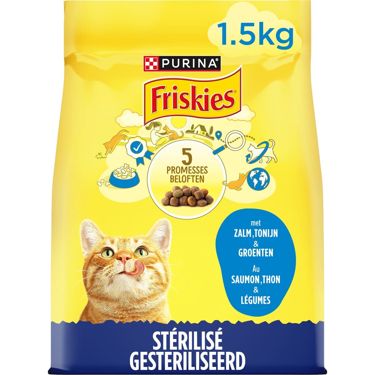 FRISKIES CAT GESTERILISEERDE KATTEN MET ZALM , TONIJN EN GROENTEN - 6x 1.5kg