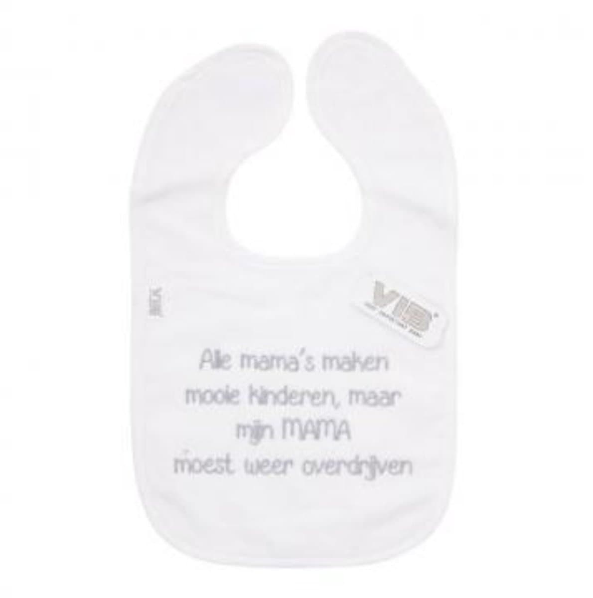 VIB® - Slabbetje Luxe velours - Alle mama's maken mooie kinderen (Wit) - Babykleertjes - Slabbetjes - zwangerschap aankondiging - baby aankondiging