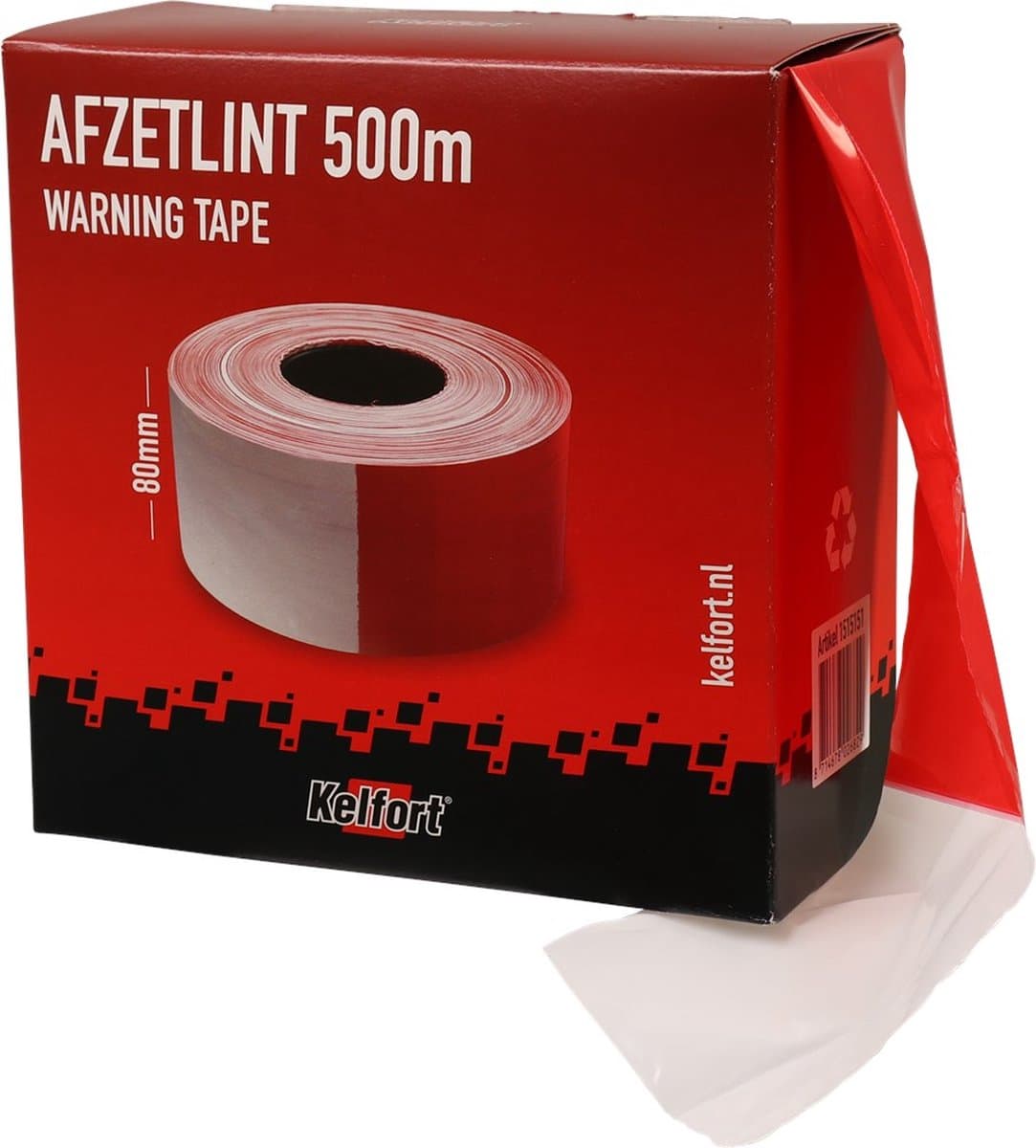 afzetlint rood/wit 80mm breed en 500m op rol