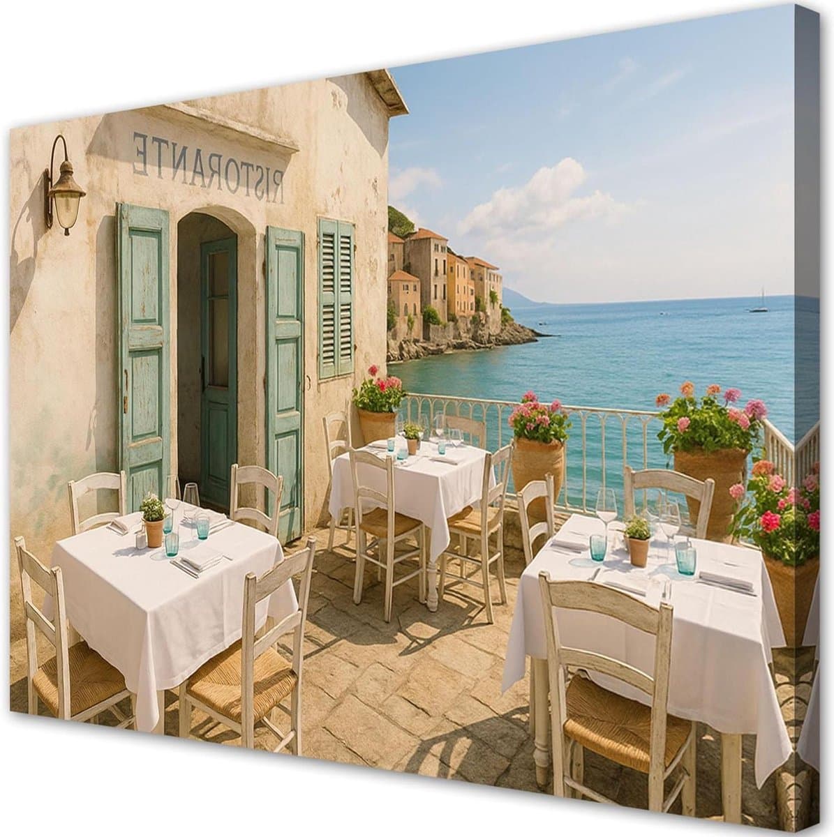 Canvas Schilderijen - Wanddecoratie Poster - Woonkamer Inrichten - Levendig Italiaans Uitzicht - 30x20 cm - Meerdere Kleuren