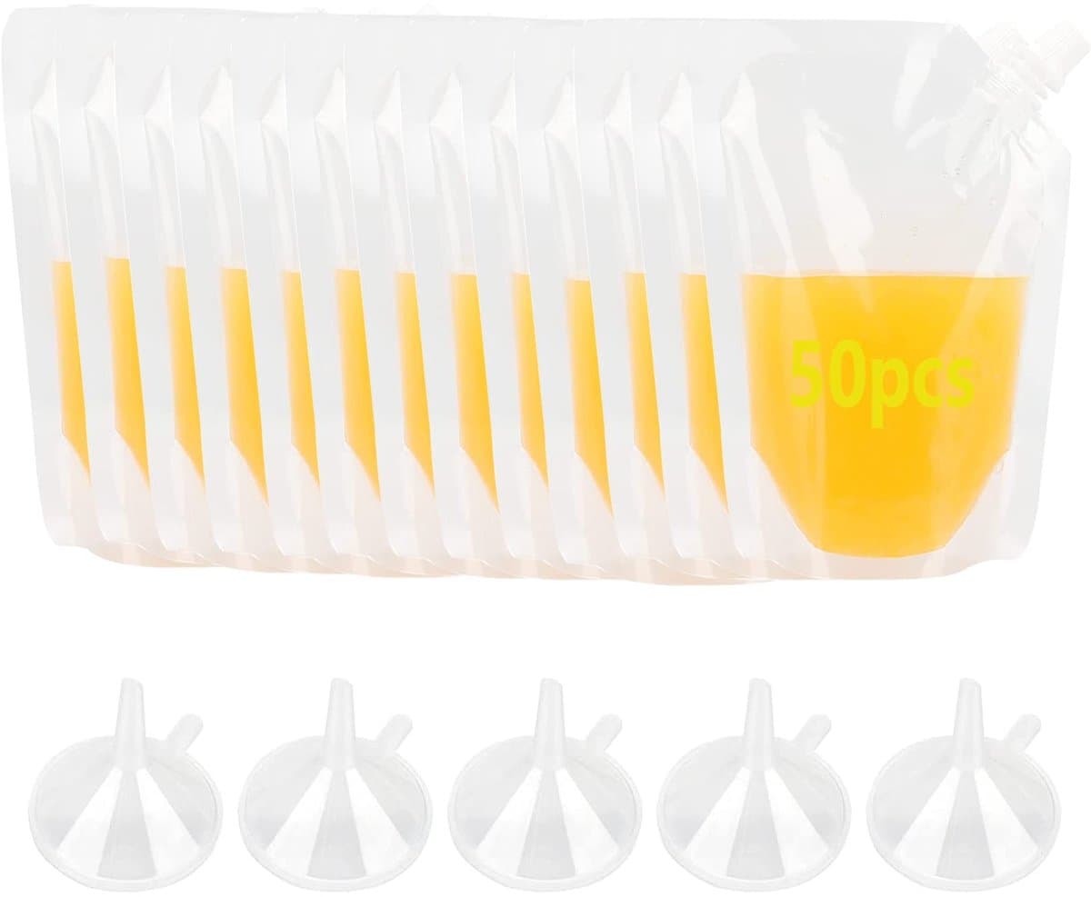 Vt products - Herbruikbare drankzakjes - Transparante zakjes met schenktuit - 350 ml - Morsvrij en handig - Perfect voor festivals en outdoor activite
