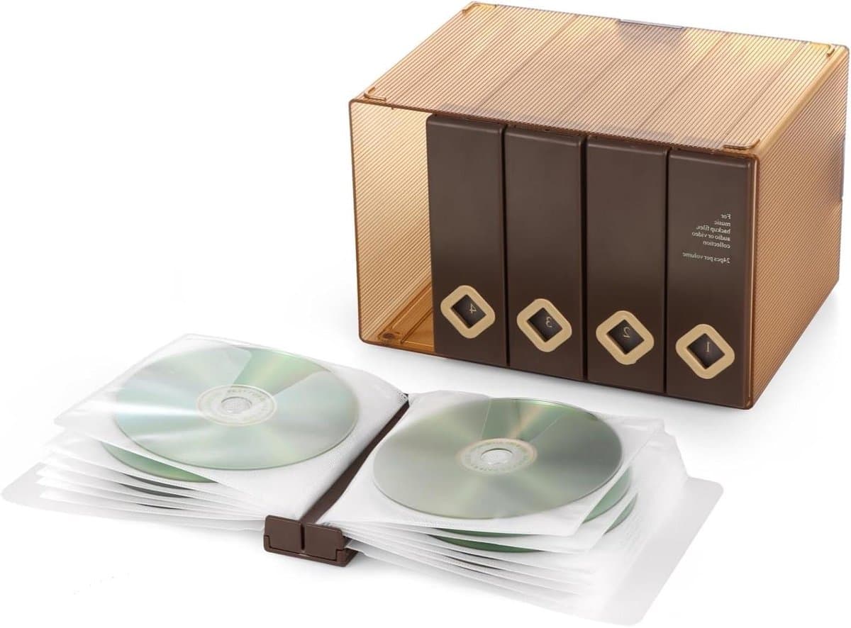 Cd Opslag Hoesjes - Dvd Organizer - Schijven Organiseren - Stofdichte Bescherming - 120 Schijven - Donkere Koffie