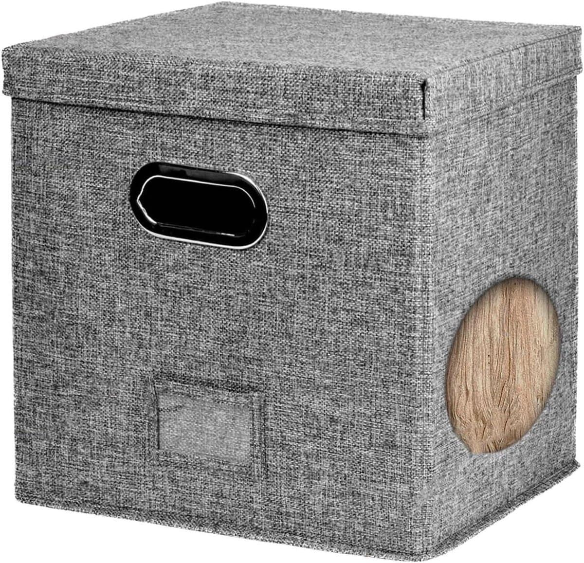 Opbergdoos Platen - Muziek Opslag - Collectie Presenteren - Stapelbaar Ontwerp - 33x33x33cm - Grijs