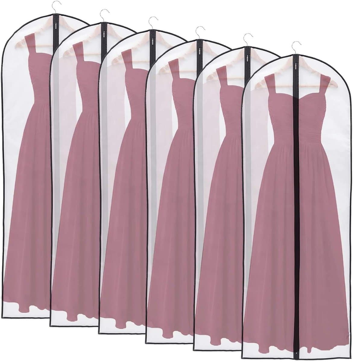 Set van 6 Translucente Kledinghoezen - Ademend Pakzak voor Mannen - 60x100+60x120cm, Zwart, Perfect voor Kledingbescherming en Organisatie