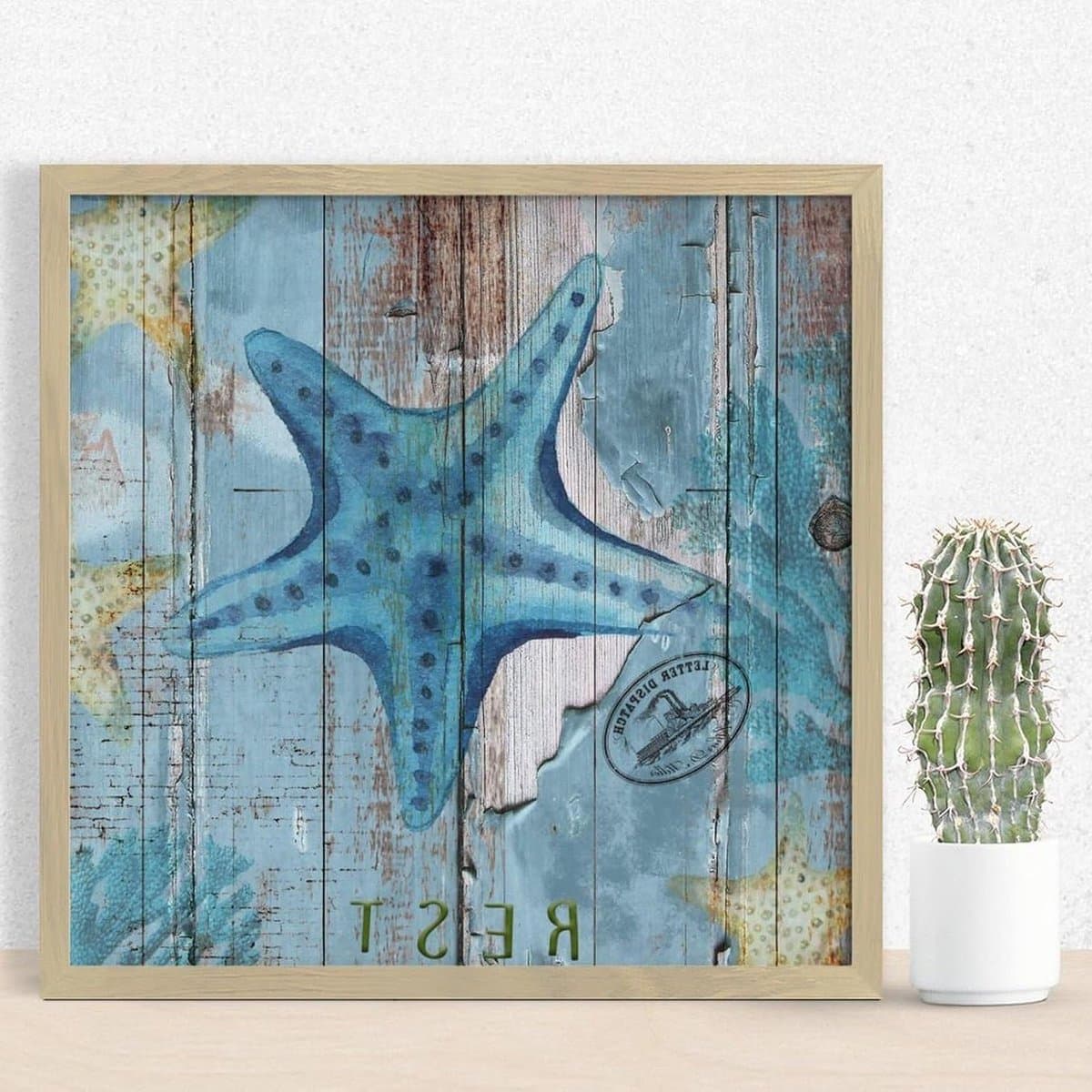 Houten Muurdecoratie - Decoratief Bord - Huis Inrichten - Ingelijst Ontwerp - 30x30 cm - Houtkleur