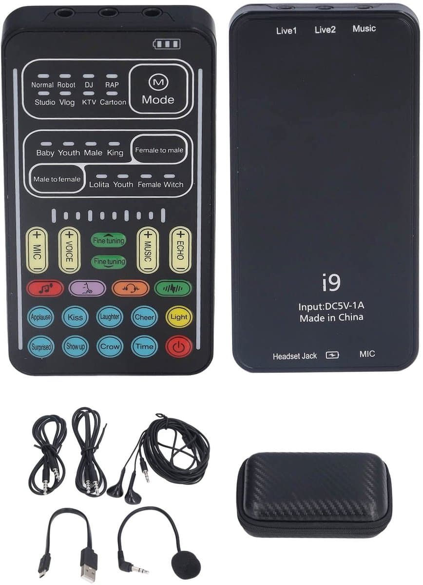 OmGoods - Dailygoody - i9 Voice Changer - Live Streaming Kit - Multifunctionele Mini Geluidskaart - Geschikt voor PC en Laptop - Inclusief Beauty Sound Changer