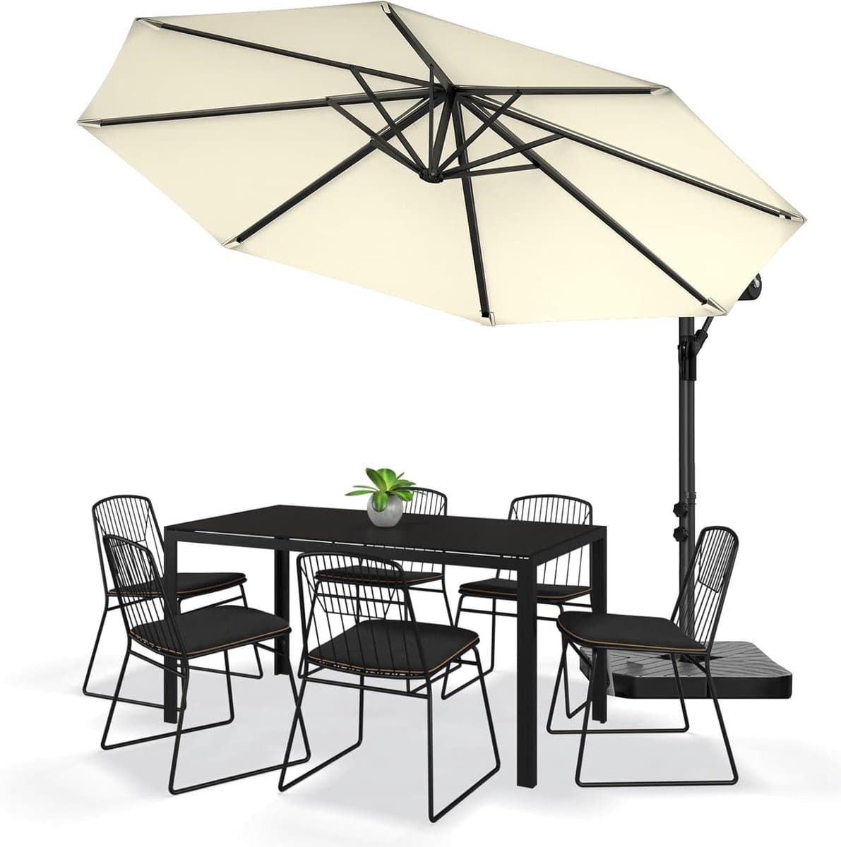 Zweefparasol - Tuinparasol - Buiten Ontspannen - Zijmast ontwerp - 330 cm diameter - Beige