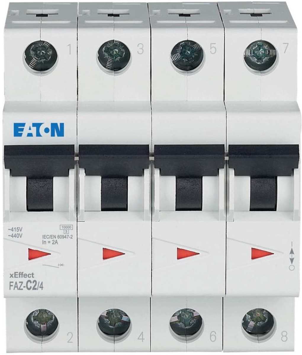 Eaton Vermogensautomaat (MCB), 2 A, 4p, karakteristiek: C, 279049