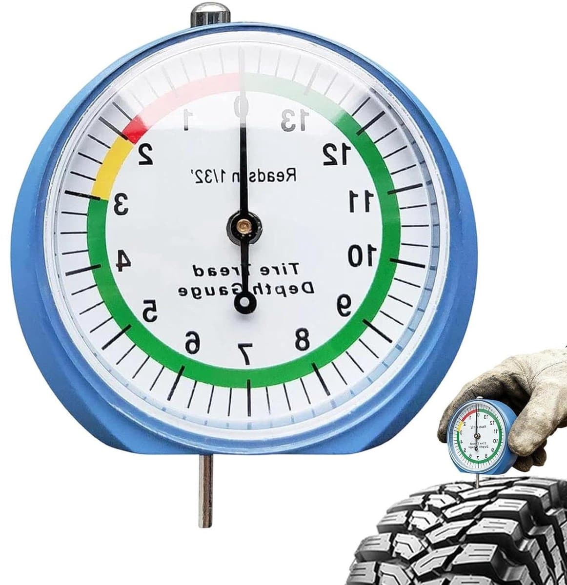 Bandenprofielmeter - Banddieptemeter - Veiligheidsinspectie Voertuig - Precisiemeting Millimeters - ca. 5.3cm - Zilver