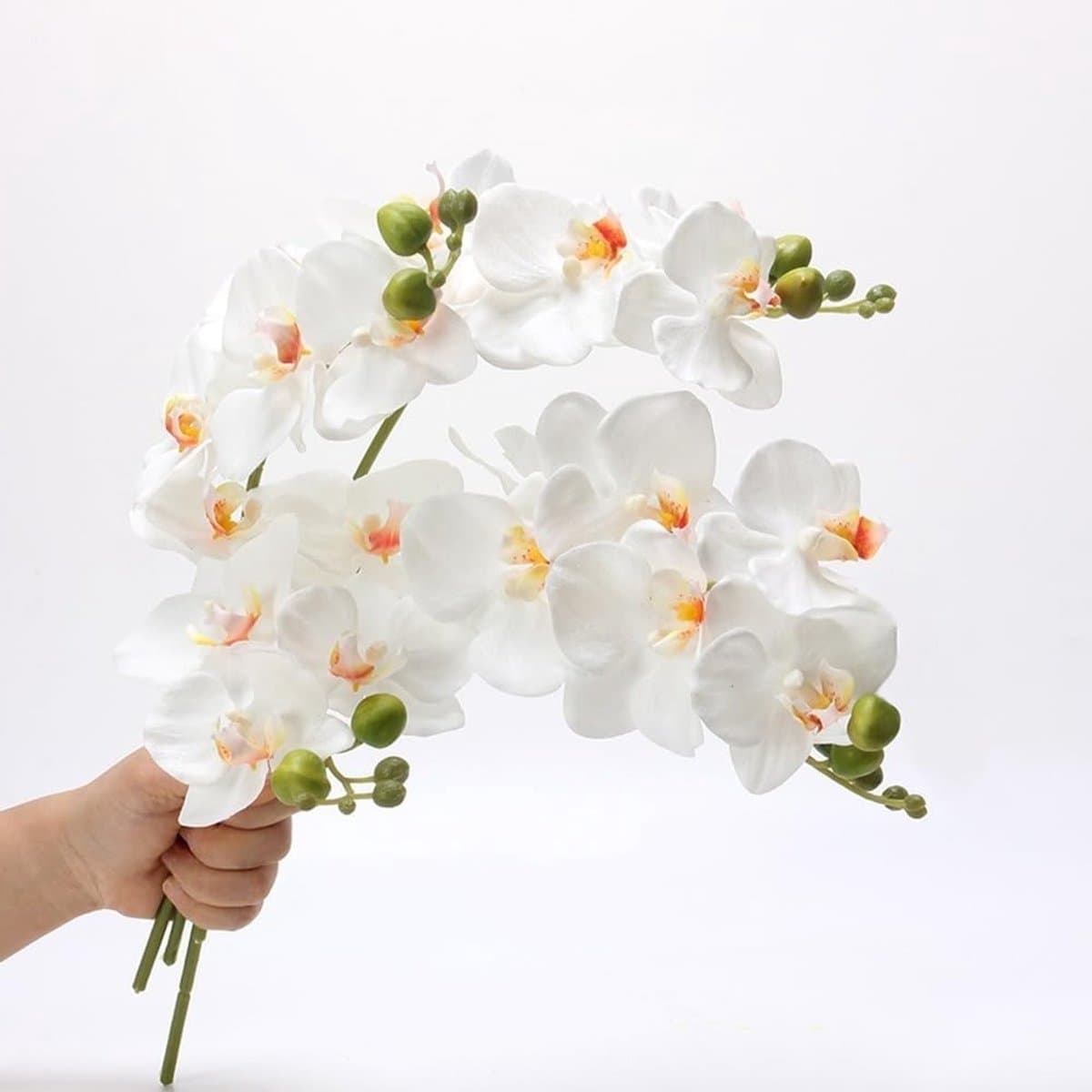 4 Stuks Kunstmatige Orchidee Stelen met Real Touch Latex, 17.7 Inch Faux Orchidee Takken voor Vaas, Bruiloft, Feest en Tuin Decoratie
