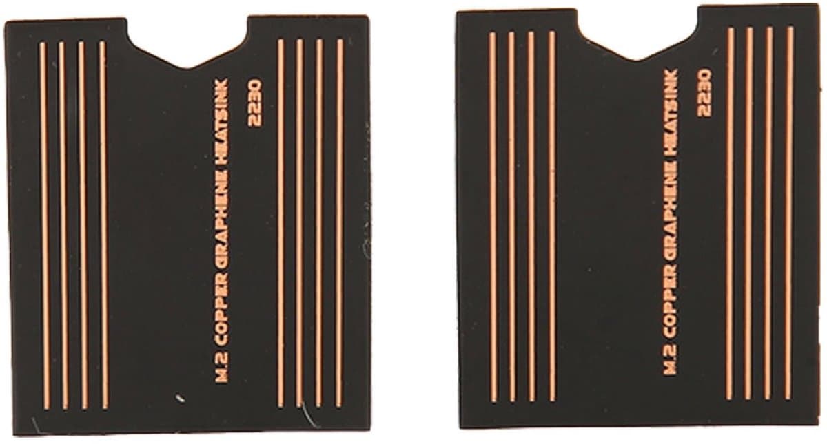 Allecto - M.2 SSD Thermische Pad - Koellichaam voor 2230 SSD - Verbeterde warmteafvoer - 2 Stuks - Messing en grafeen - Geschikt voor laptopgaming ...