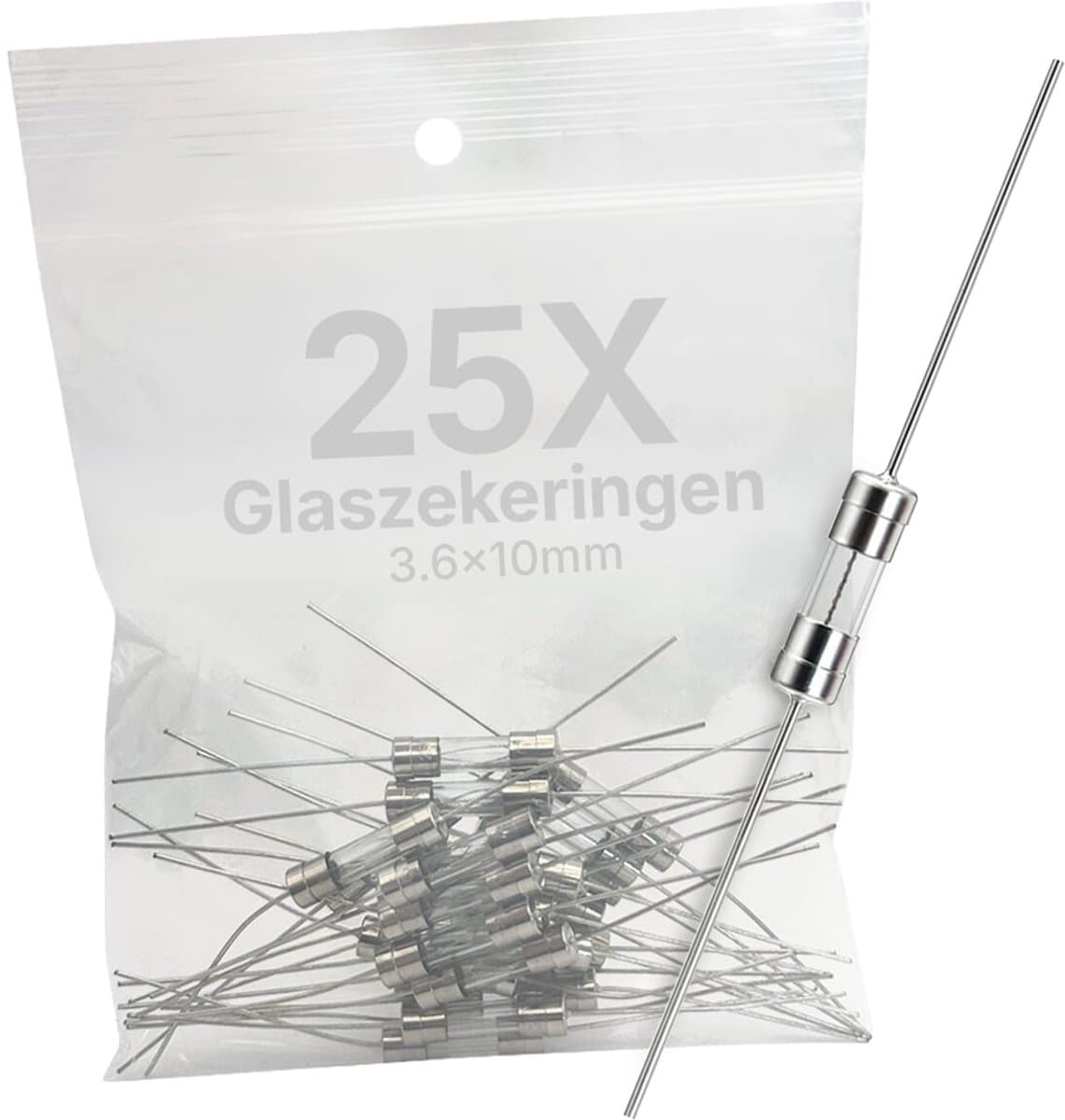 VLTG Glaszekering met Soldeerdraad - 3.6x10mm - 10A - Traag (T) - 125V/250V AC - 25 stuks