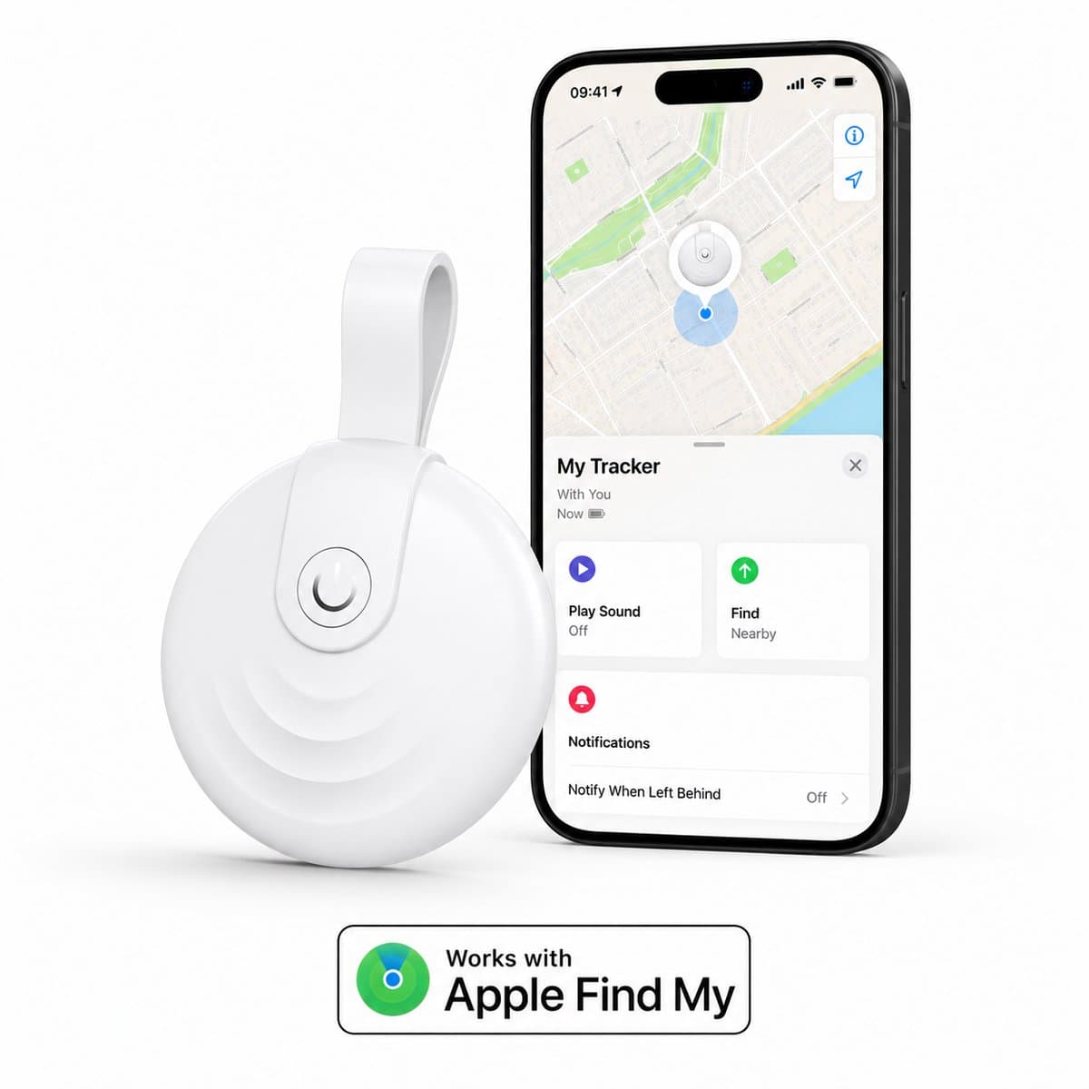 GPS Tracker - Werkt met Apple Find My - Locatie Tracker - Waterbestendig - Vervangbare batterij - Alleen Geschikt Voor IOS Apparaten -Tracker Voor fiets, auto, scooter, hond en koffer - Wit