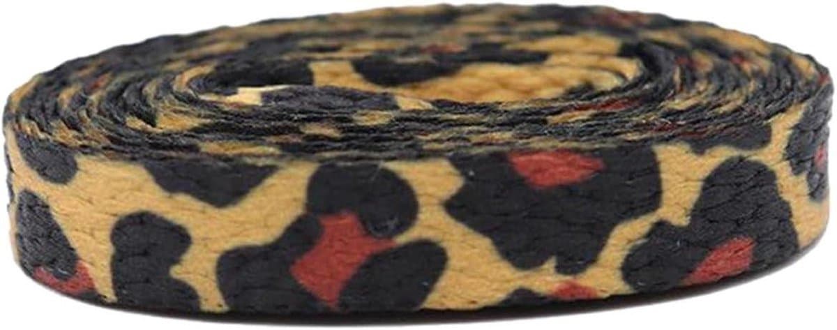 Platte Schoenveters - Mesh Veters - Schoenen Vernieuwen - Luipaard Print - 140 cm - Bruin