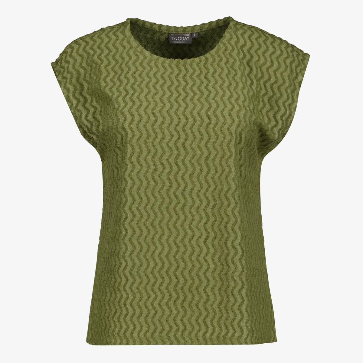TwoDay dames T-shirt met print groen - Maat S