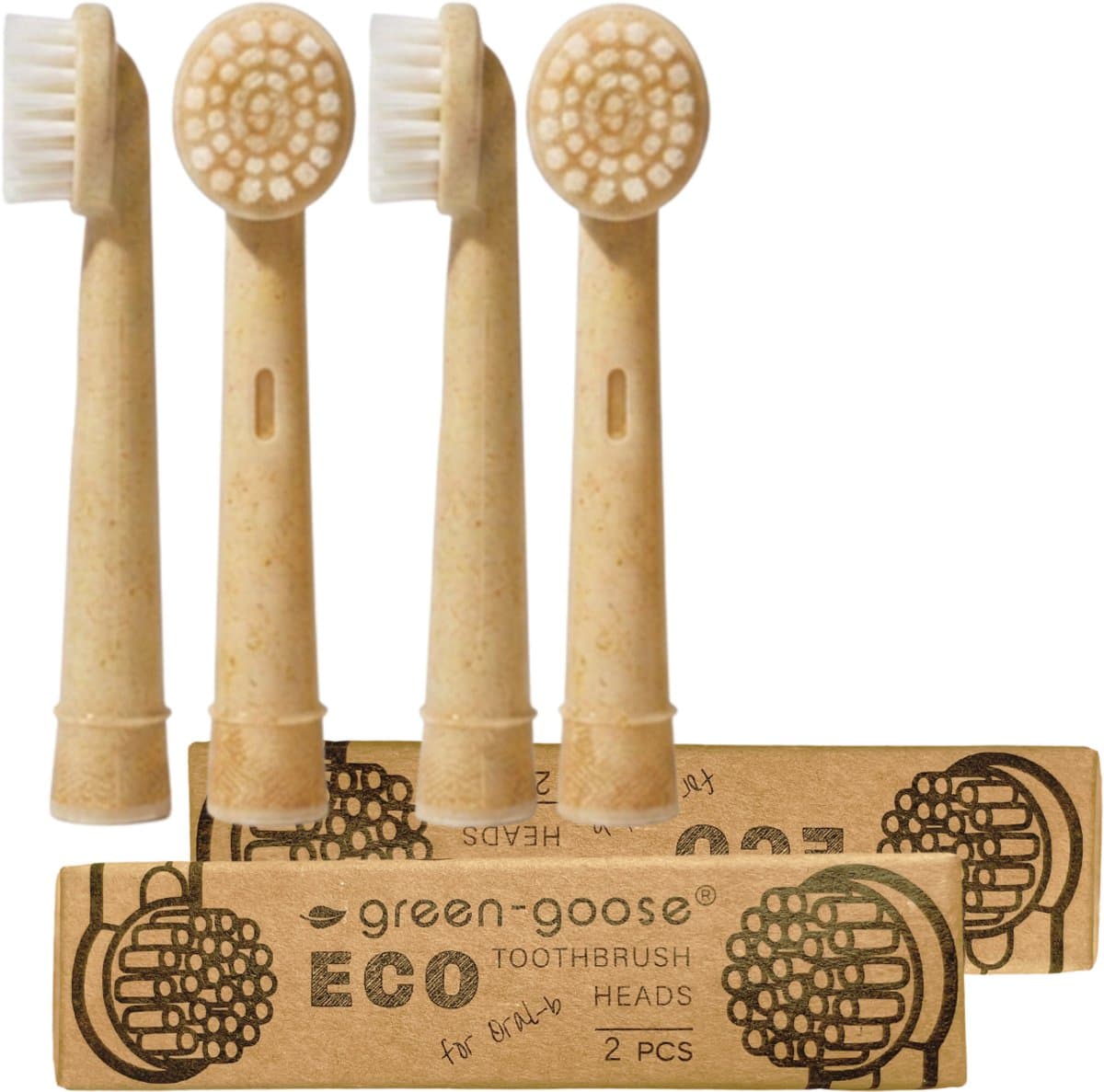 green-goose® Oral B XL Bioplastic Opzetborstels - 4 Stuks - voor alle reguliere Oral-B elektrische tandenborstels - BPA Vrij - Geen Kleurstoffen - Plant-based Materiaal