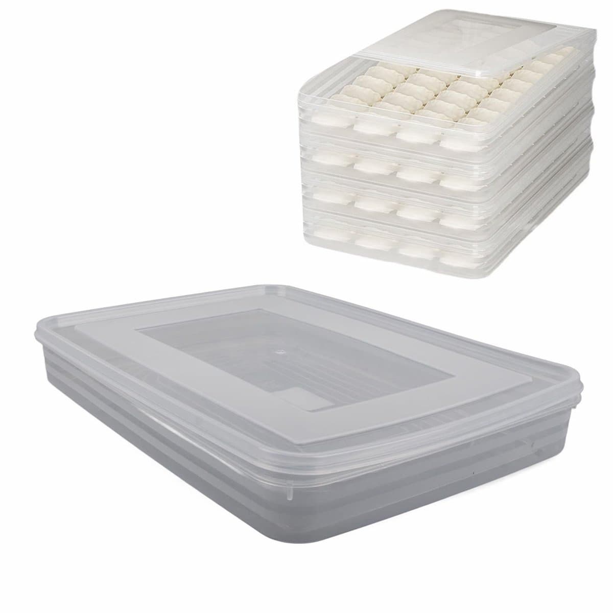 Dailygoods- Dumpling Opslagcontainer Grote Capaciteit - Luchtdichte Koelkastknoedeldoos - Stapelbaar - Vaatwasmachinebestendig - Kunststof - Lichtgewicht 120 g - Koelkastdoos
