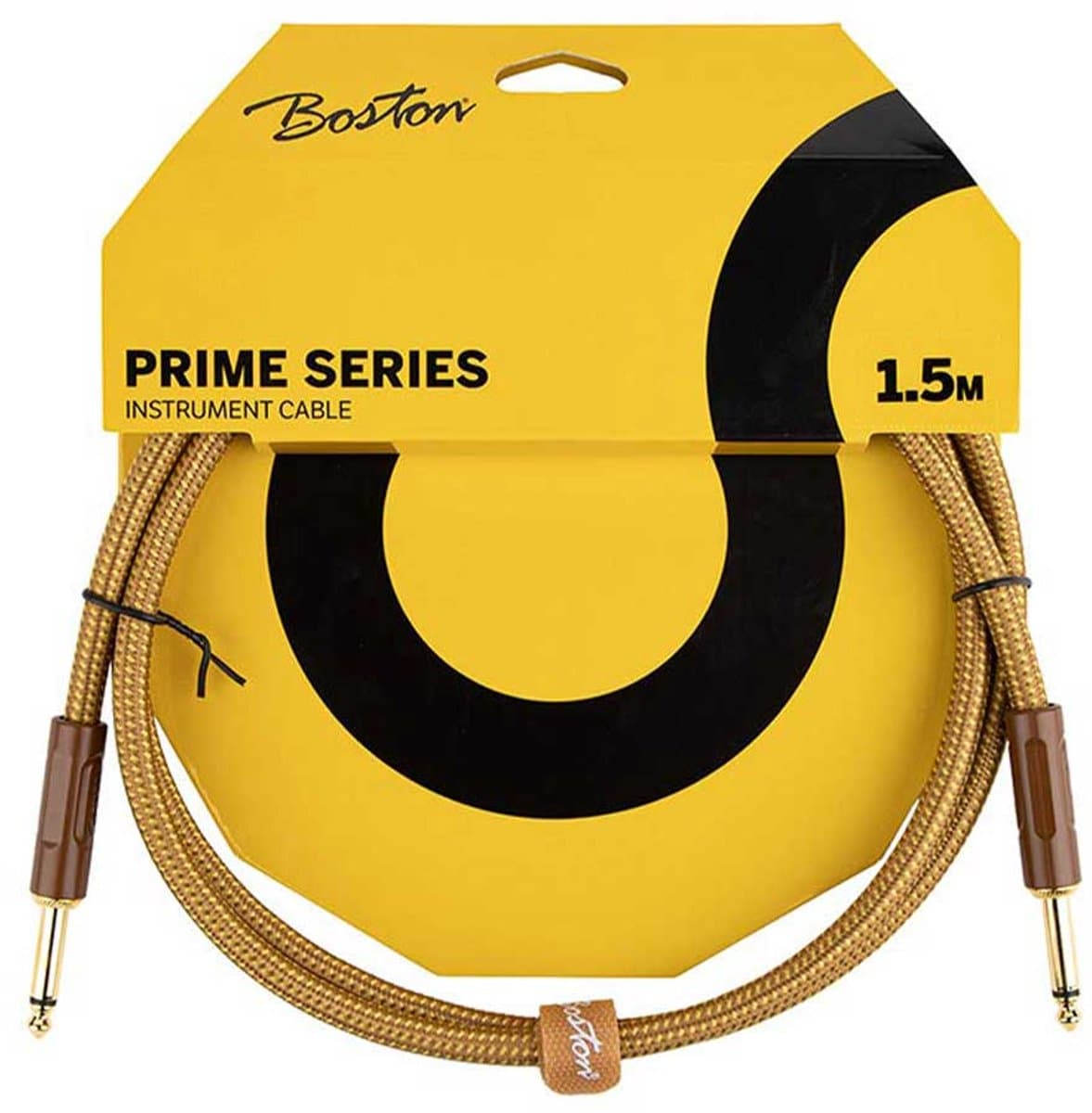 Boston GCRT-15 Prime Series Yellow Tweed Gitaarkabel Recht 1.5 Meter
