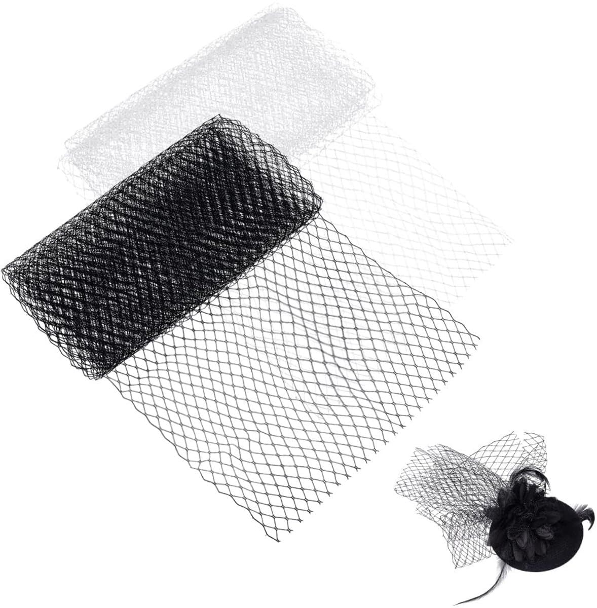 Dailygoods- Mesh Stof 6m - Zwart/Wit Nylon - Bruiloft Decoratie - DIY Naaien - Slijtvast en Ademend - 250mm Breed - Tule