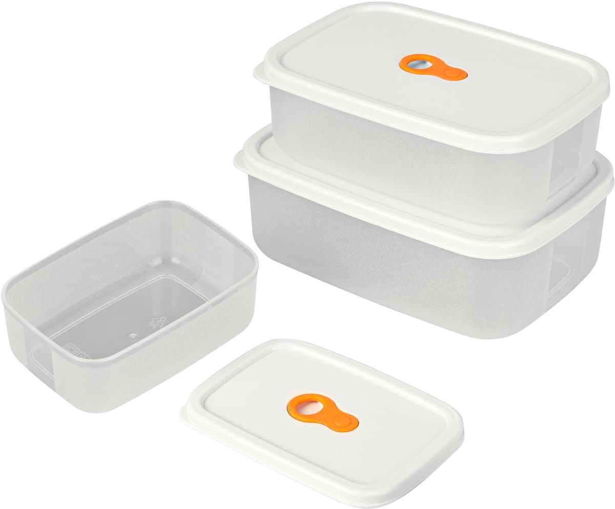 Cosensi - Dailygoods - Dailygoody - Voedselcontainer set van 3 - Luchtdichte deksels - Herbruikbare magnetron bakjes - Crèmekleurig - Bewaren van levensmiddelen - Diepvriesb