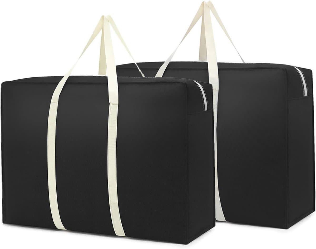 2-Pack Grote Opbergtas 89 Liter Waterdicht, Opvouwbare Reis Opbergzak Met Rits Voor Dekbedden Kussens En Beddengoed, Verhuisdoos Organizer Voor Kleding Bedzakken En Huisaccessoires