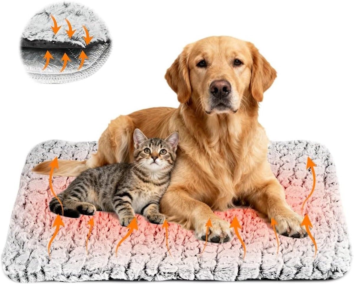 Verwarmde Kattenmat 70 x 48 cm - Cozy en Kalmerende Deken voor Huisdieren, Wasbare en Antislip Ondergrond, Ideaal voor Koude Dagen