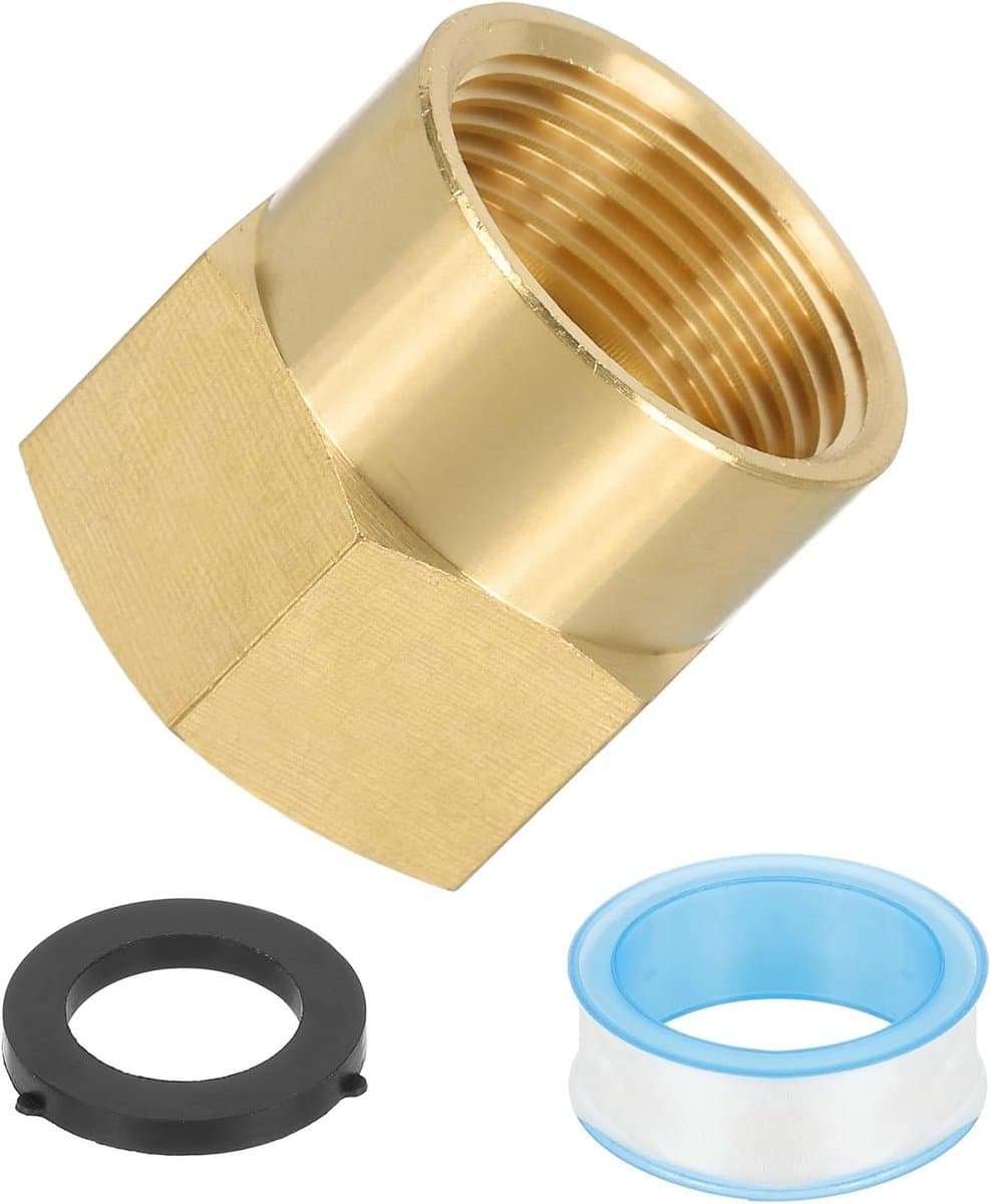 3/4" NPT Vrouwelijk naar 3/4" GHT Vrouwelijke Messing Pijp Fitting met PTFE Tape, Pijp Extension Connector en Reducer Adapter voor Lucht en LP Gas - 1 Stuk