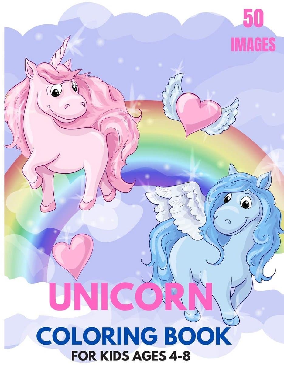 Kleurboek Unicorns voor Kinderen 4-8 Jaar: 50 Magische Tekeningen met Regenboog en Sterren
