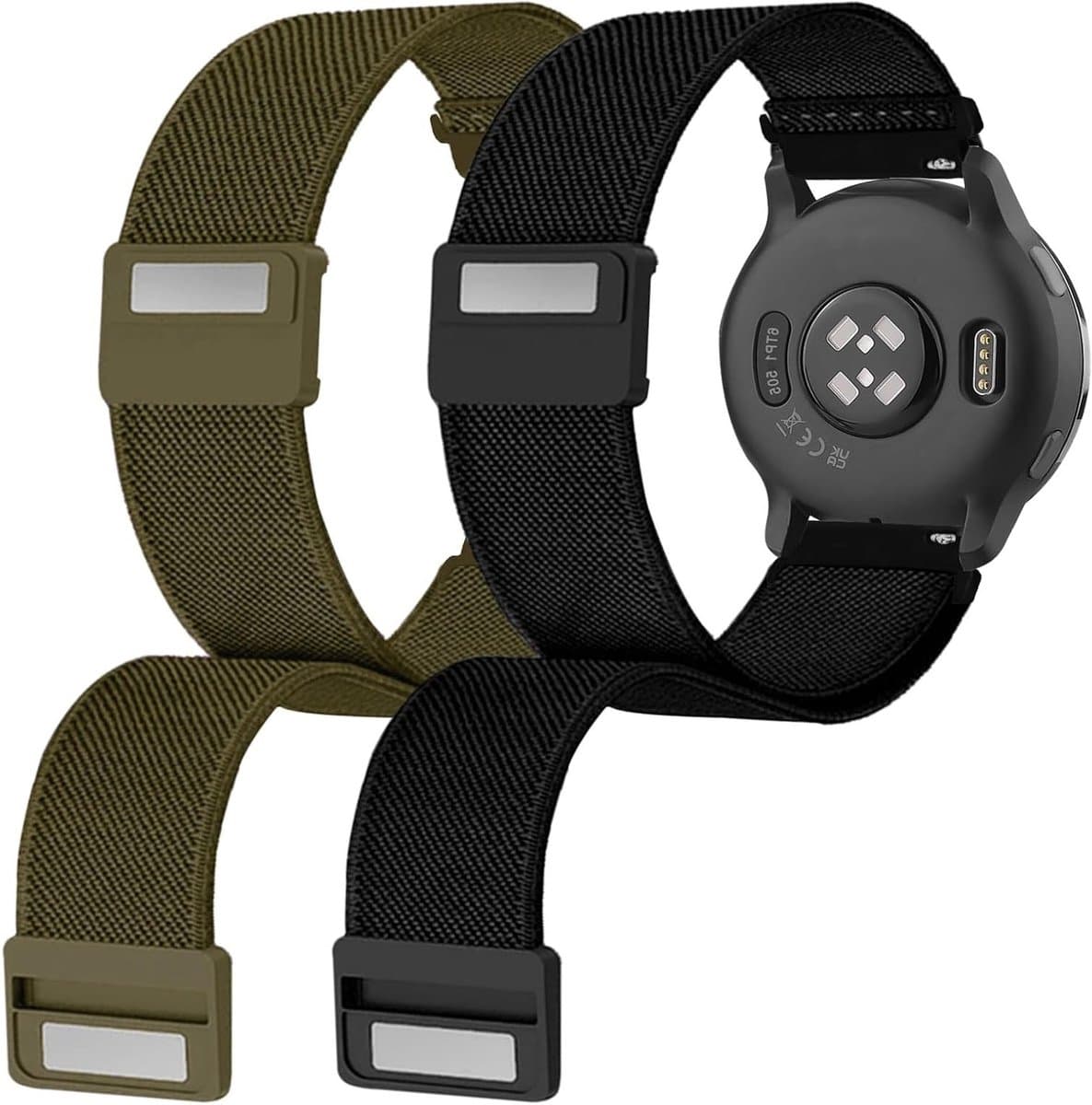 Zachte Elastische Armband met Magnetische Sluiting voor Garmin Vivoactive 5, Venu Sq en Venu 2 Plus - 20mm Nylon Polsband voor Forerunner 165, Comfortabel en Duurzaam