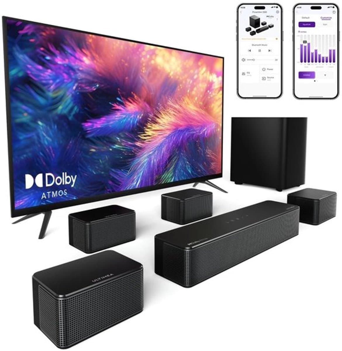 7.1 Soundbar – Home Cinema Geluidssysteem – Surround Sound Speaker – Draadloze Subwoofer – 460W Vermogen – Dolby Atmos 3D Geluidsbeleving – App Bedienbaar