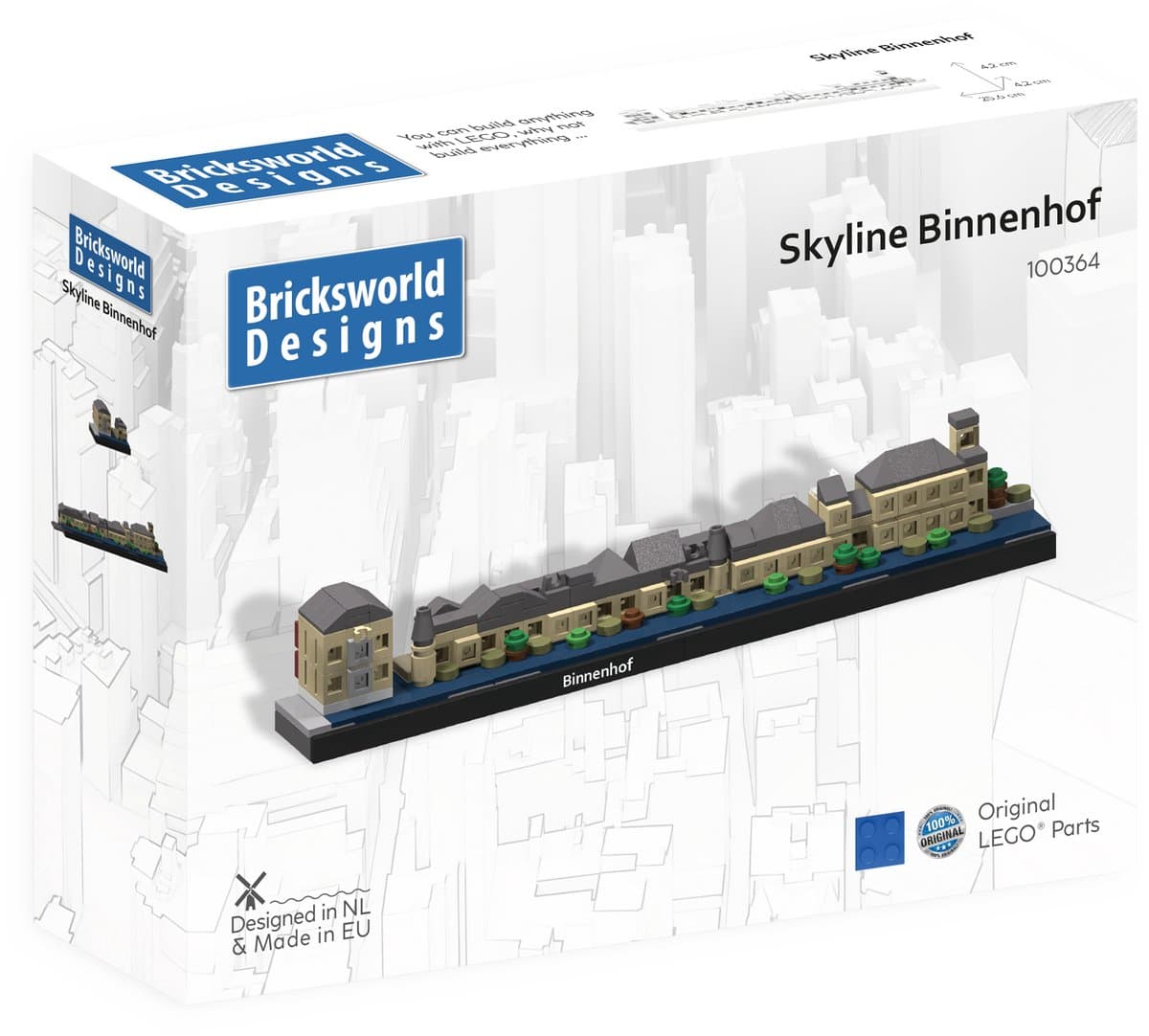 Bricksworld BOC-SKY-BIN Architectuur Skyline Binnenhof-Den Haag modules Mauritshuis, Torentje, Ministerie van Algemene Zaken & 1e Kamer Staten Generaal. Samengesteld uit originele nieuwe LEGO® onderdelen.