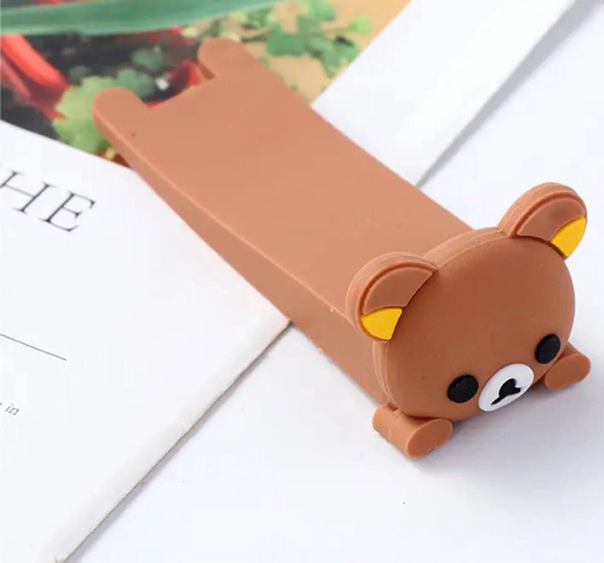 PolkaHome® 1 stuk Creatieve Cartoon Dieren Deurstoppers – Antislip PVC Deurstopper & Deurbuffer, Handheld Deurhouder (9,5 x 2,5 cm), Kinderbeveiliging, Decoratieve Muurbeschermer voor Thuis & Kantoor (Bruin)