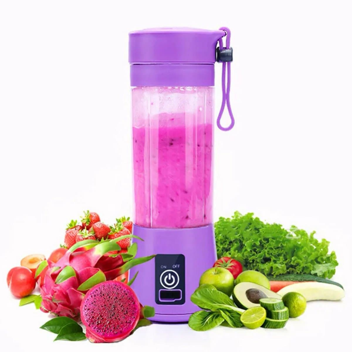 SEVENMOON® Mini Blender To Go - Draadloze Smoothie Maker, USB Oplaadbaar, Compact 380ml - Paars